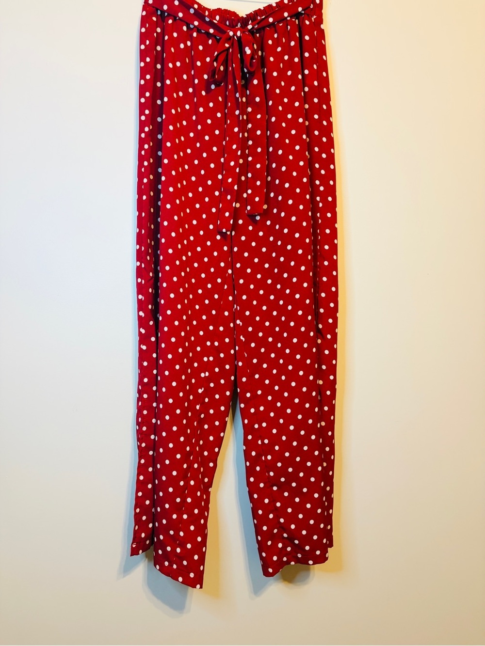 SHEIN Red Polka Dot Wide Leg Pants
